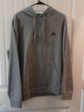 adidas Grey Hooded Pullover Sweatshirt